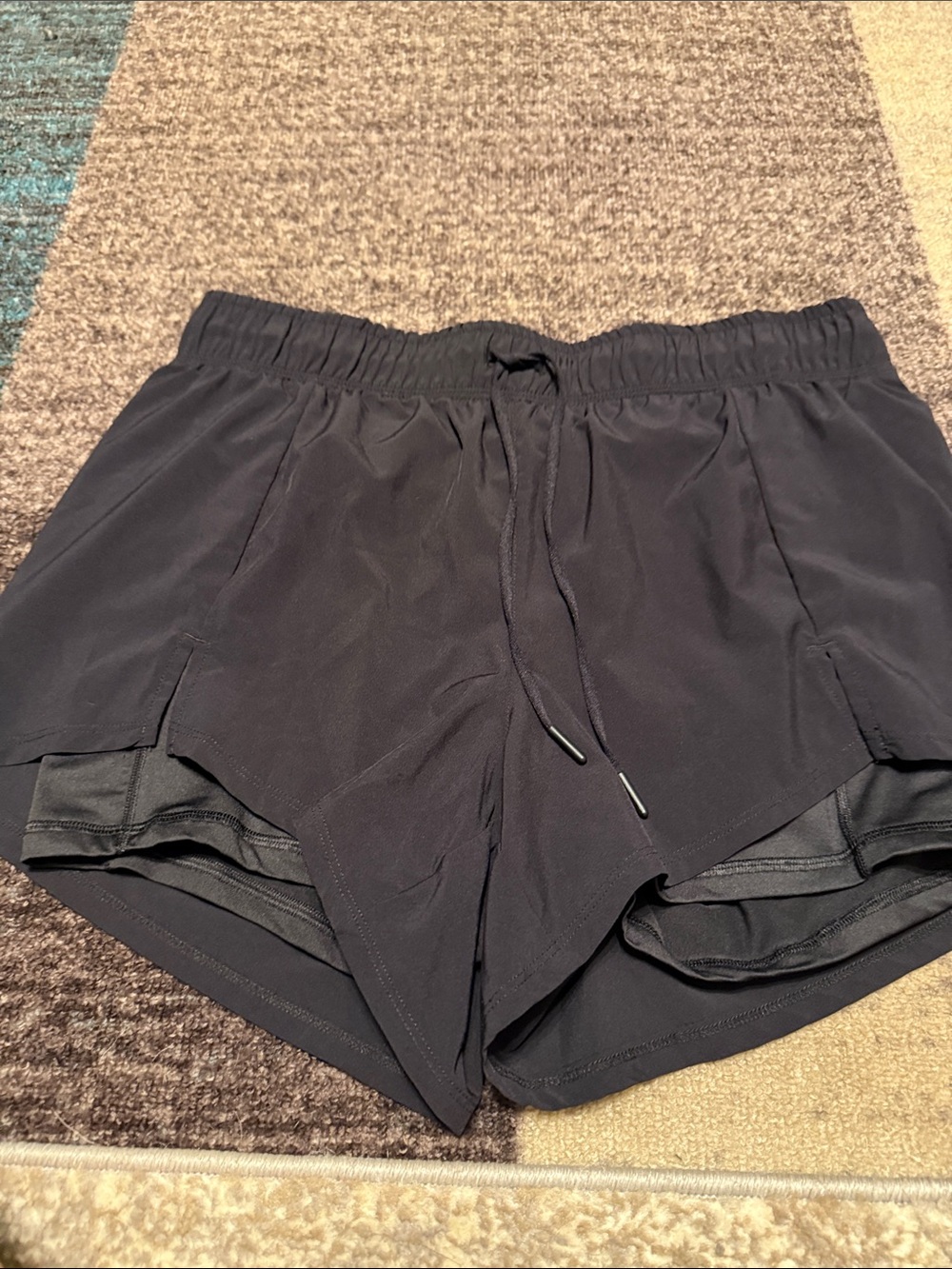 Avia Black Layered Athletic Shorts with Drawstring